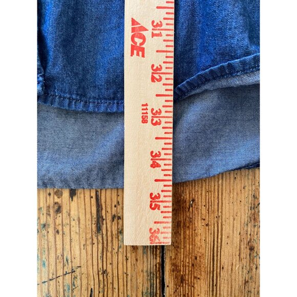 Maison Jules Womens Denim Button-Up Shirt Dress Roll Sleeves Cotton Small Blue - Picture 7 of 7